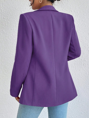 Women's Solid Color Shawl Collar Long Sleeve Casual Blazer Jacket