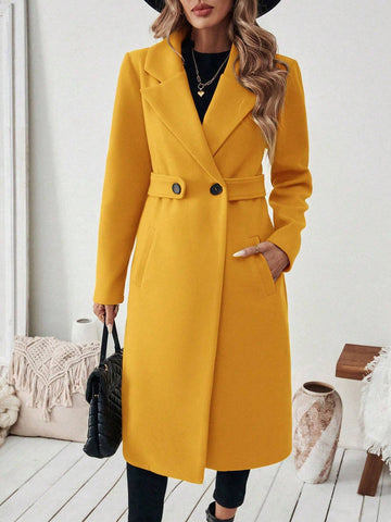 Women's Elegant Stand Collar Belted Jacket