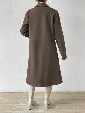 Uhlyne Lapel Neck Double Breasted Overcoat