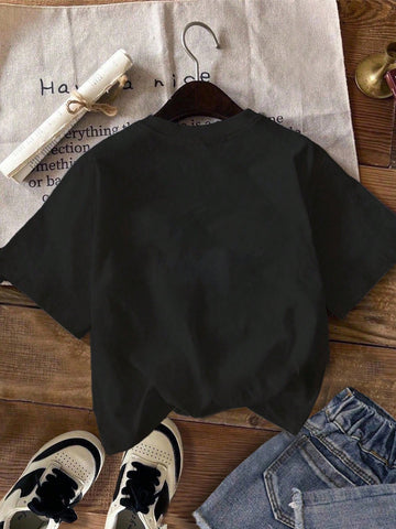 Vintage Letter & Number Badge Motif Mesh Knit Oversized T-Shirt