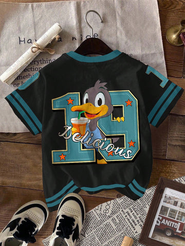 Vintage Letter & Number Badge Motif Mesh Knit Oversized T-Shirt