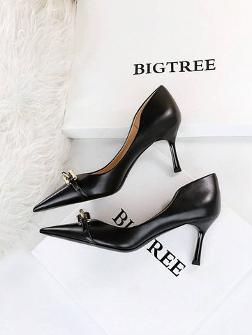 Chain Decor Point Toe Stiletto Heeled Court Pumps