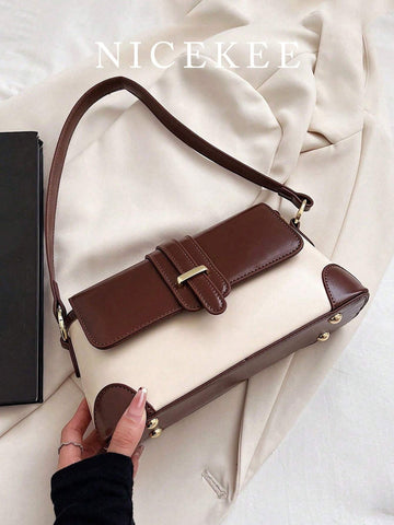 Chic Retro Patchwork Shoulder Bag Unique Niche Design