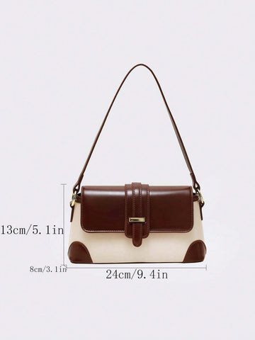 Chic Retro Patchwork Shoulder Bag Unique Niche Design