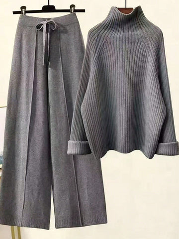 Ribbed Knit Cream Color Sweater & Pants