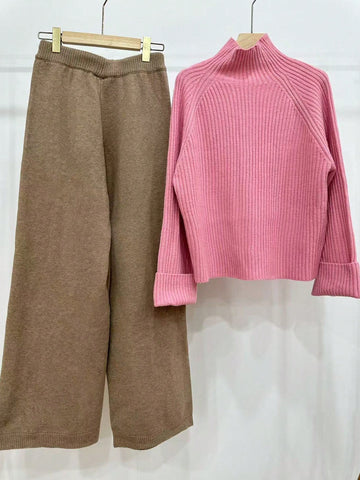 Ribbed Knit Cream Color Sweater & Pants