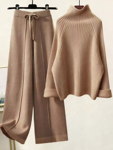 Ribbed Knit Cream Color Sweater & Pants