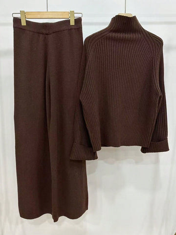 Ribbed Knit Cream Color Sweater & Pants