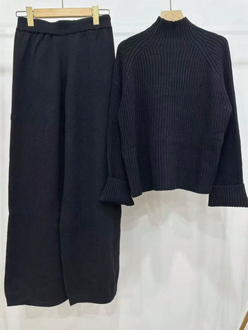 Ribbed Knit Cream Color Sweater & Pants