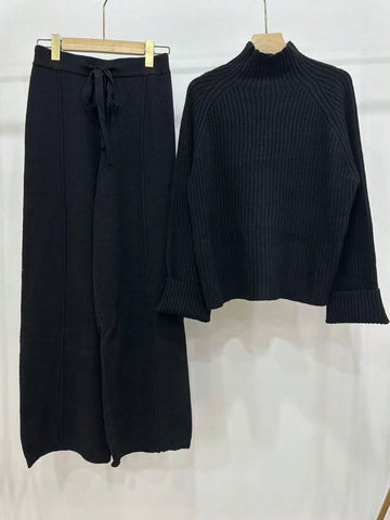 Ribbed Knit Cream Color Sweater & Pants