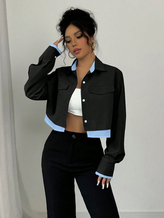 Women's Color Block Long Sleeve Shirt