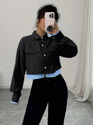 Women's Color Block Long Sleeve Shirt