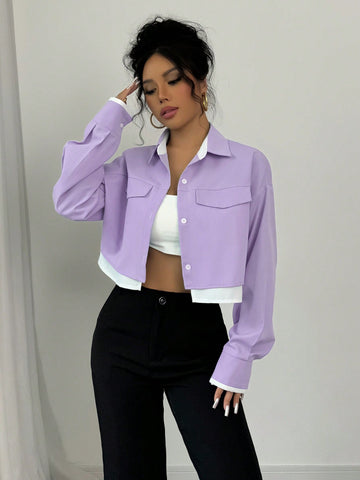 Women's Color Block Long Sleeve Shirt
