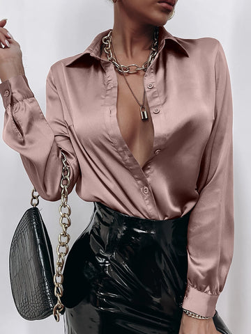 Clasi Women's Plain Color Casual Long Sleeve Shirt