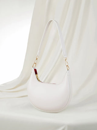 Solid Color Zipper Closure Crescent Underarm Bag