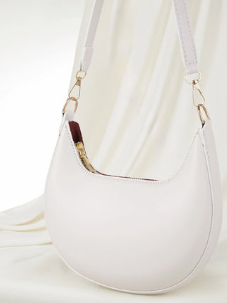 Solid Color Zipper Closure Crescent Underarm Bag