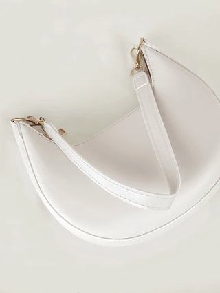 Solid Color Zipper Closure Crescent Underarm Bag