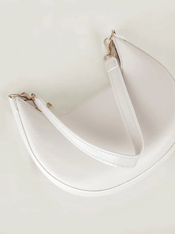 Solid Color Zipper Closure Crescent Underarm Bag