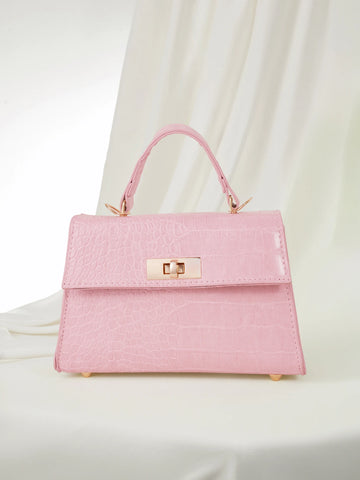 Mini Fashion Solid Color Flip-Cover PU Handbag