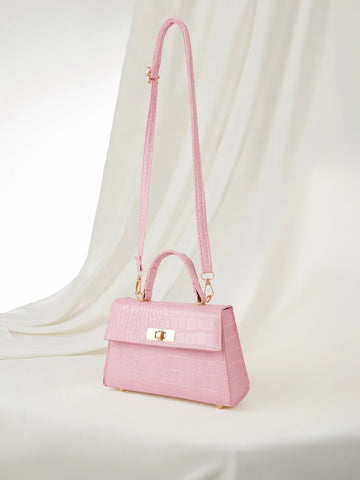 Mini Fashion Solid Color Flip-Cover PU Handbag