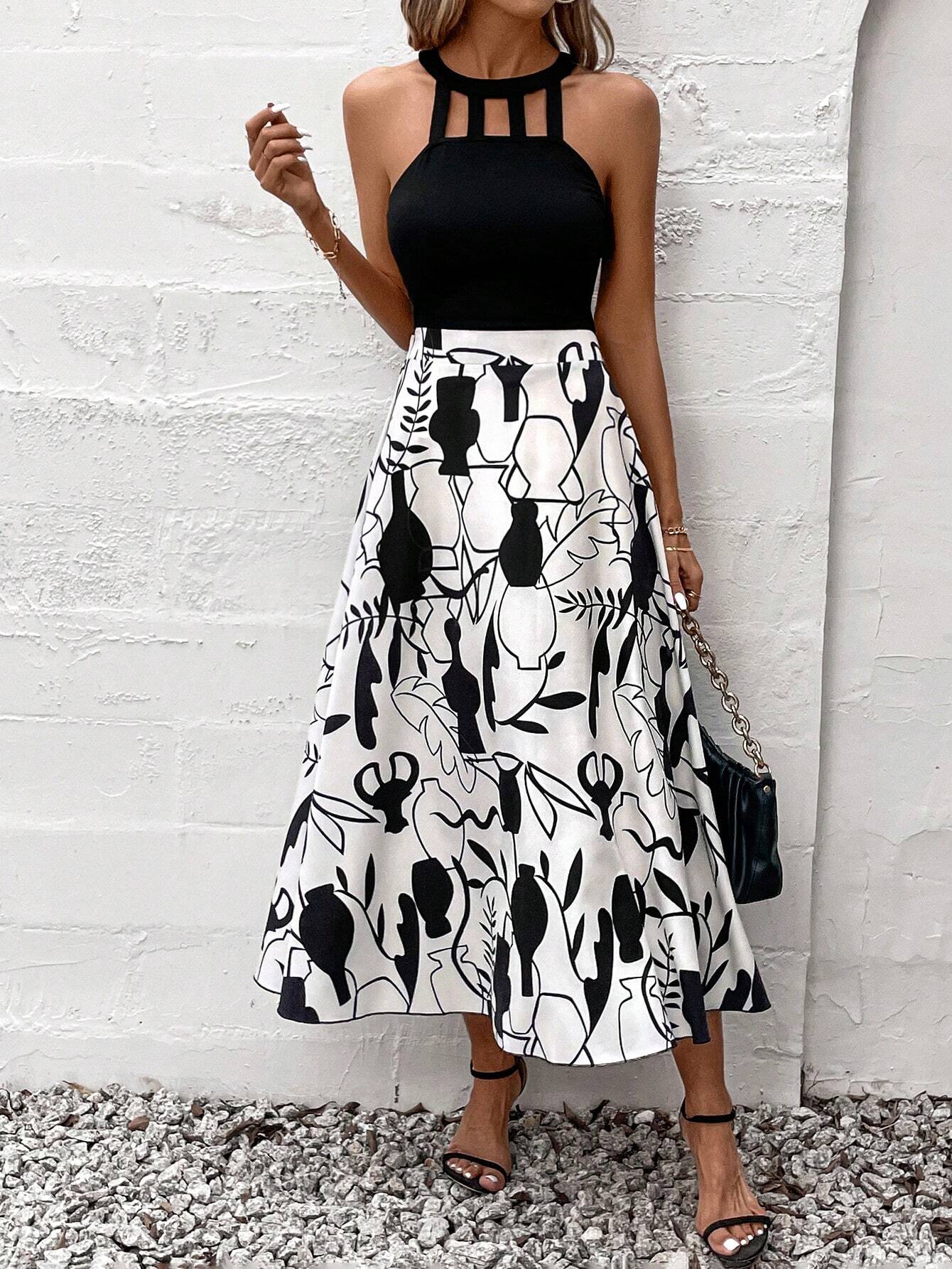 Clasi Graphic Print Cut Out Dress