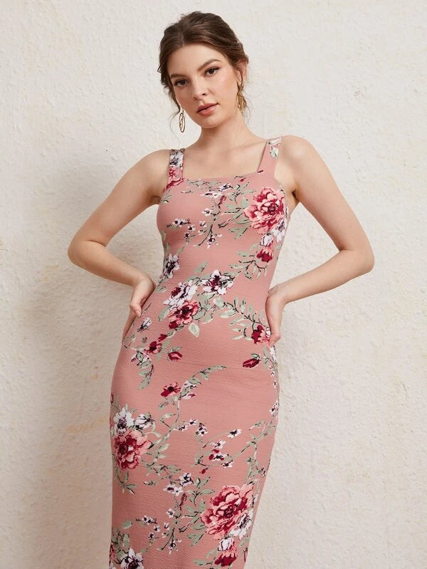 Clasi Split Hem Floral Print Dress