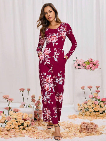 Clasi Valentine's Day Women Floral Printed Jumpsuit