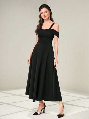 Cold Shoulder A-line Dress Without Belt