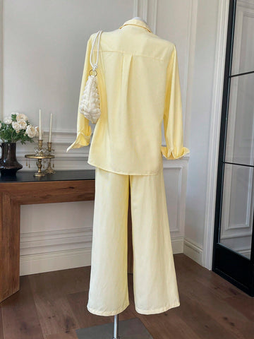 Women's New Striped Embroidered Loose Shirt And Pants Set