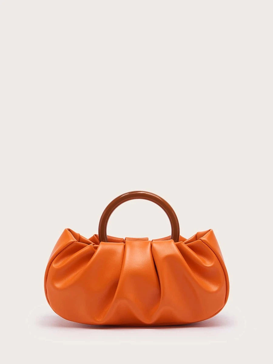 Contrast Trim Ruched Bag