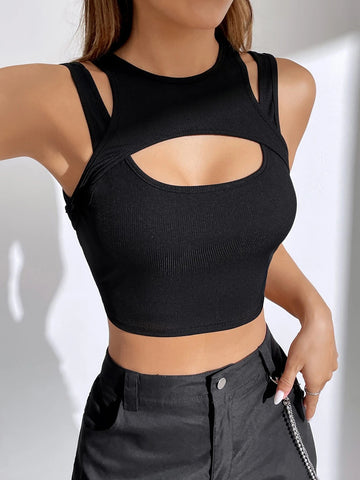 Coolane Cut Out Front Crop Tank Top