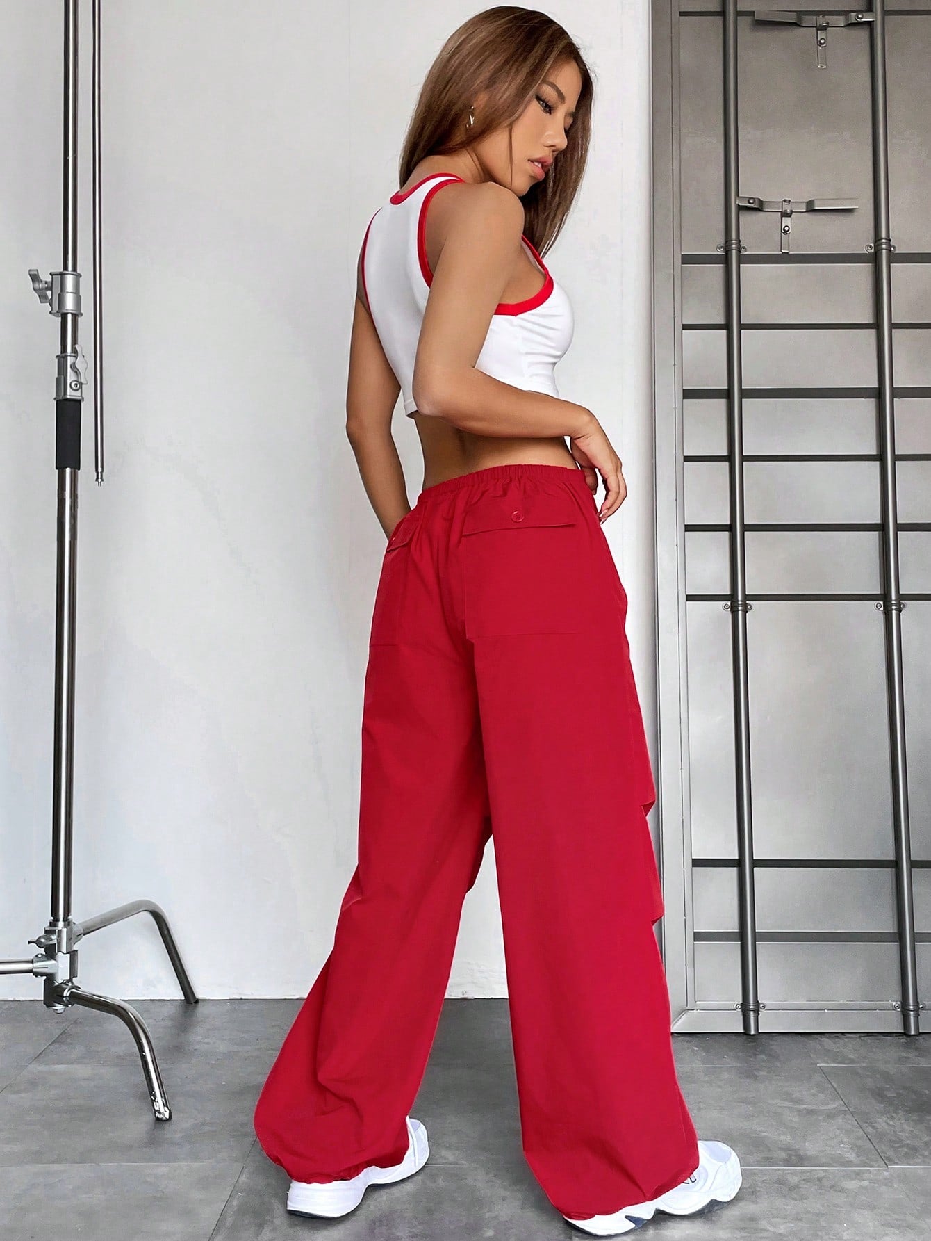 Coolane Letter Graphic Contrast Binding Tank Top & Drawstring Waist Pants