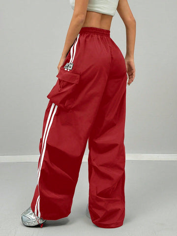 Women's Cargo Daily Wear Sportswear Corta Vento Woven Tape Banded Texture Decoration Pants