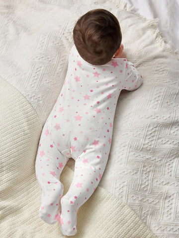 Baby Girl Casual Soft Floral Pattern Long Sleeve Footed Jumpsuit