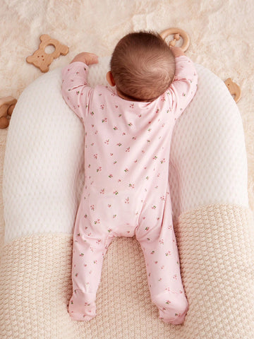 Baby Girl Casual Soft Floral Pattern Long Sleeve Footed Jumpsuit