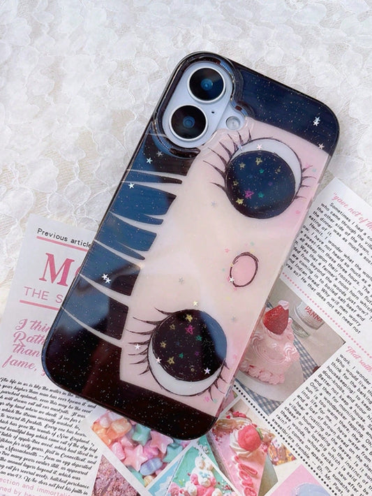 1pc Cute Big Eye Cartoon Pattern Phone Case