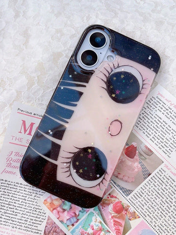 1pc Cute Big Eye Cartoon Pattern Phone Case