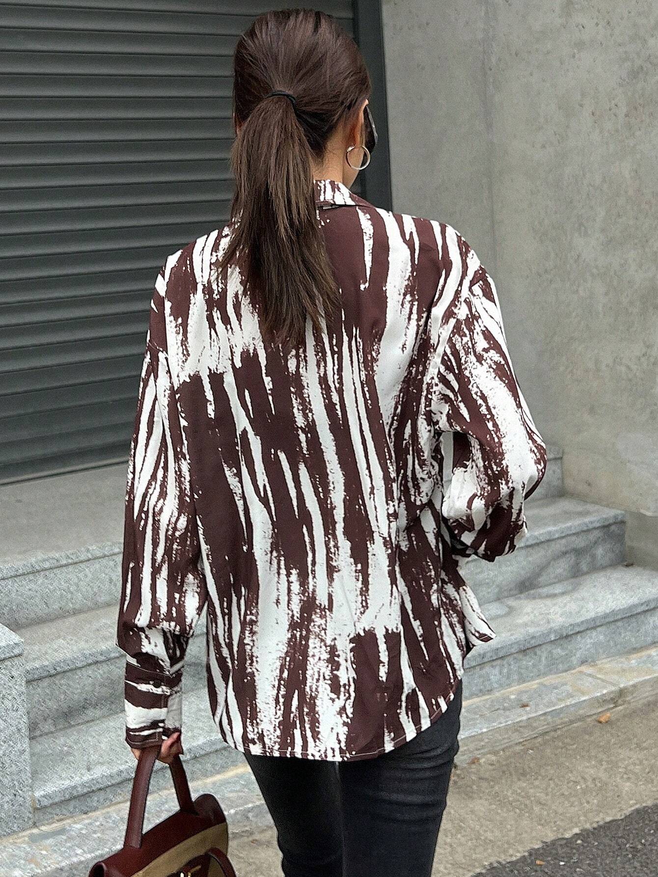 DAZY Brush Print Drop Shoulder Shirt