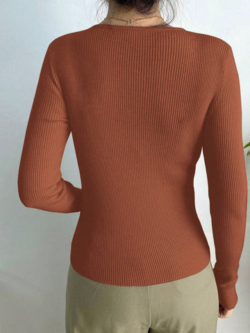 DAZY Solid Ribbed Knit Sweater