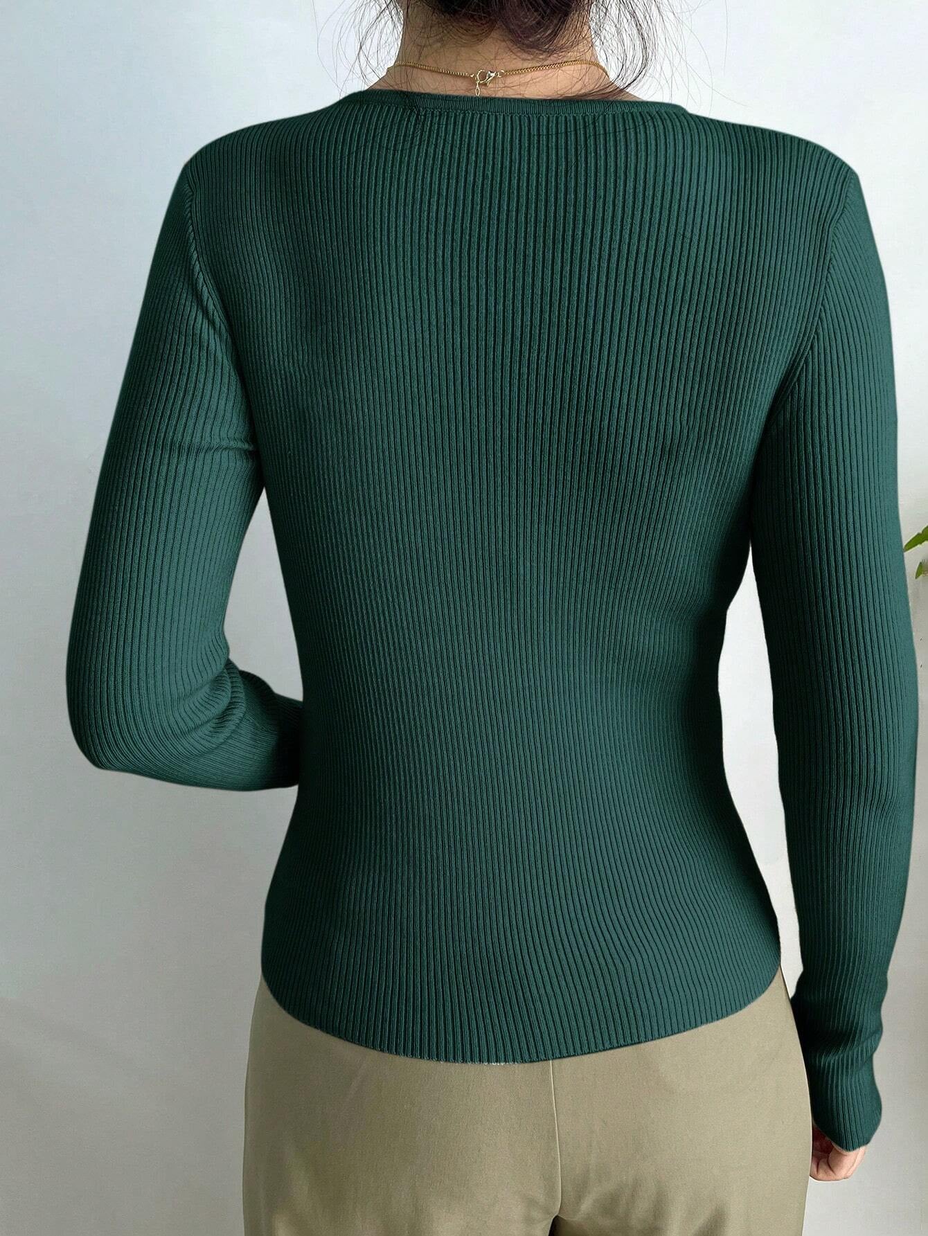 DAZY Solid Ribbed Knit Sweater