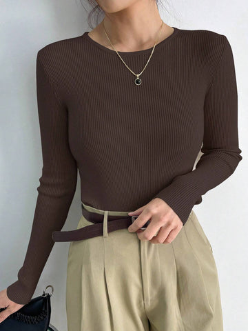 DAZY Solid Ribbed Knit Sweater