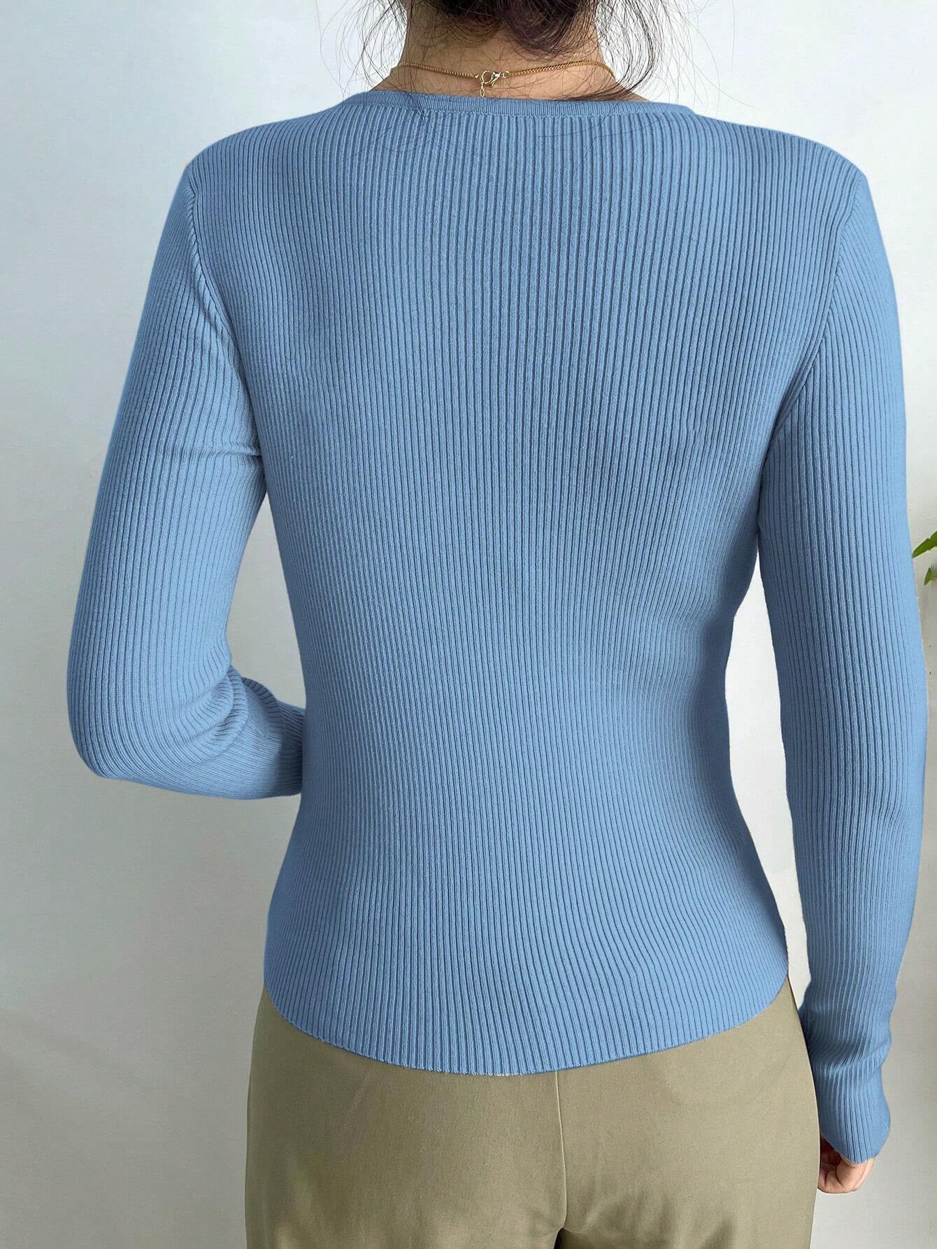 DAZY Solid Ribbed Knit Sweater