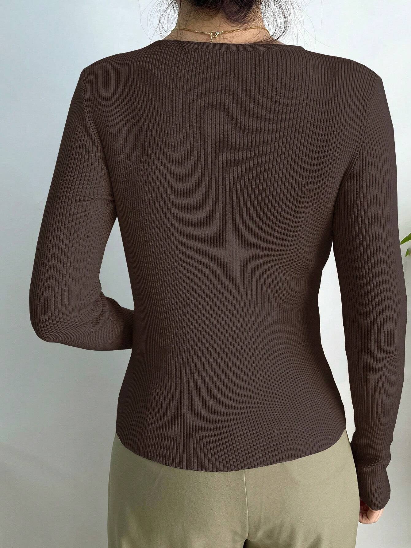 DAZY Solid Ribbed Knit Sweater