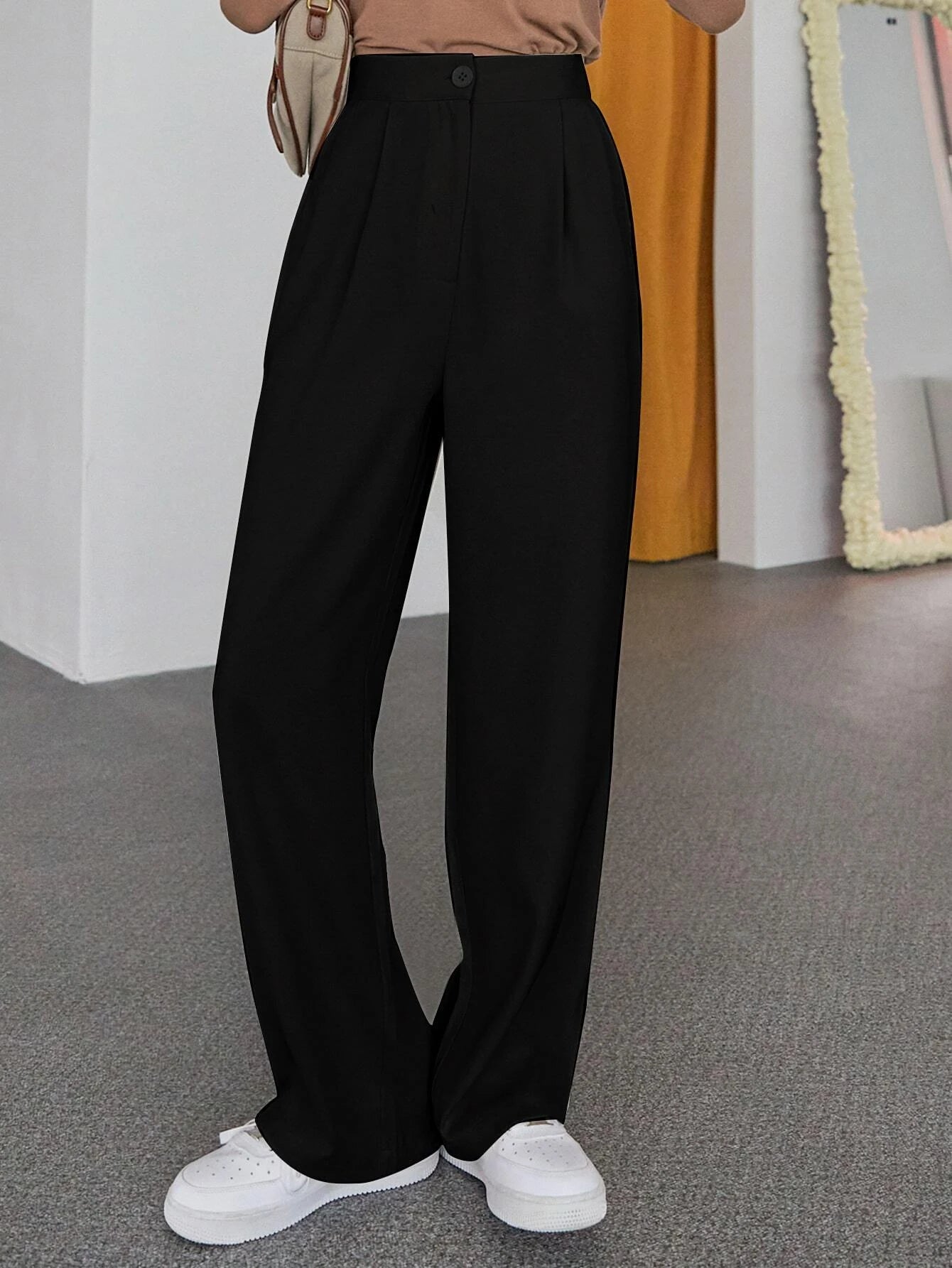 DAZY Solid Slant Pocket Wide Leg Pants