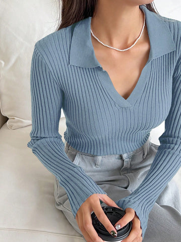 DAZY Women's Contrast Color Pullover Sweater