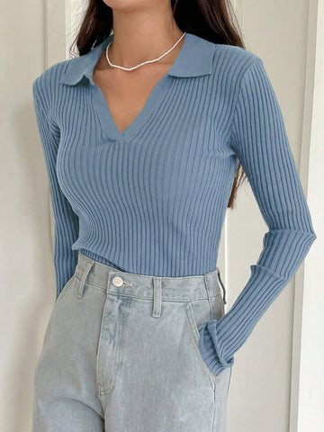 DAZY Women's Contrast Color Pullover Sweater