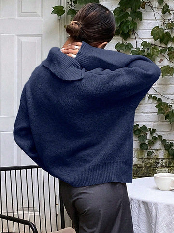 DAZY Women's Loose Casual Solid Color Sweater