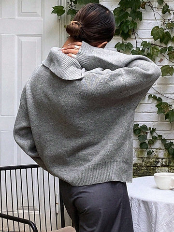 DAZY Women's Loose Casual Solid Color Sweater