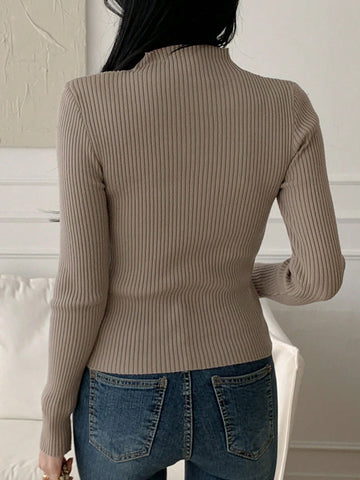 Women Casual Business Style Solid Color Slim Fit Sweater