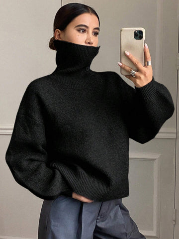 DAZY Women's Loose Casual Solid Color Sweater